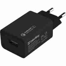 Мережевий зарядний пристрій ColorWay 1USB Quick Charge 3.0 (18W) + Type-C Black (CW-CHS013QCC-BK)
