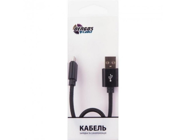 Кабель Dengos USB Type-A - MicroUSB 0.25m Black (NTK-M-SHRT-BLACK)