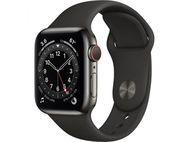 Смарт-годинник Apple Watch Series 6 GPS + Cellular 40mm Graphite Stainless Steel Case w. Black Sport B. (M02Y3)