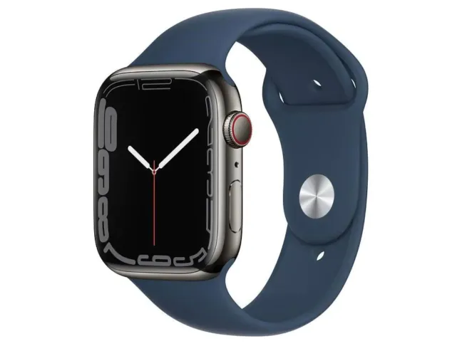 Смарт-годинник Apple Watch Series 7 GPS + Cellular 45mm Graphite S. Steel Case w. Abyss Blue S. Band (MKJH3)