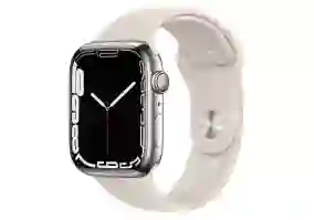 Смарт-часы Apple Watch Series 7 GPS + Cellular 41mm Silver Stainless Steel Case w. Starlight Sport Band (MKHE3)