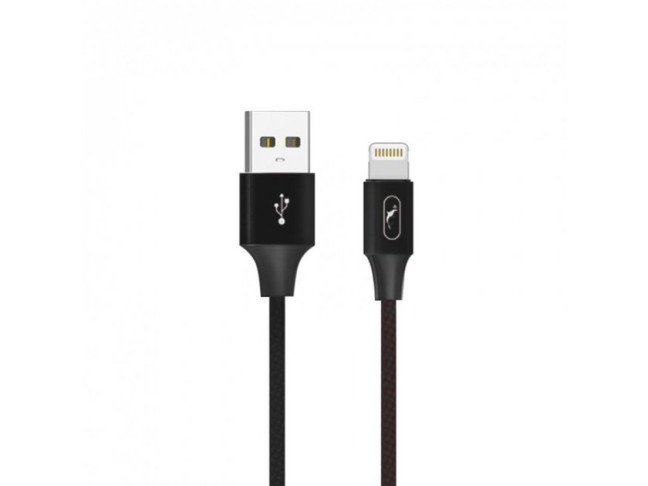 Кабель SkyDolphin S55L Neylon USB - Lightning 1м, Black (USB-000434)