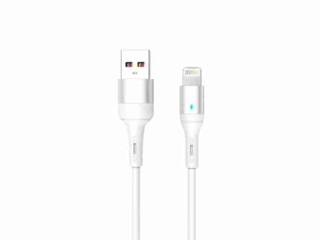 Кабель SkyDolphin S06L LED Smart Power USB - Lightning 1м, White (USB-000555)