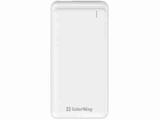 Внешний аккумулятор (Power Bank) ColorWay 10000 mAh Slim USB QC3.0 + USB-C Power Delivery 18W White (CW-PB100LPG3WT-PD)