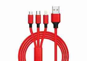 Кабель Xoko USB Cable to Lightning/microUSB/USB-C 1.2m Red (SC-330-RD)