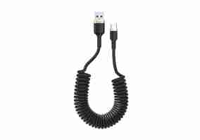 Кабель ColorWay USB Type-C Spiral 2.4А 1m Black (CW-CBUC051-BK)