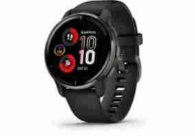 Смарт-годинник Garmin Venu 2 Plus Slate Stainless Steel Bezel with Black Case and Silicone Band (010-02496-11)