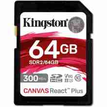 Карта памяти Kingston 64 GB SDXC Class 10 UHS-II U3 Canvas React Plus SDR2/64GB