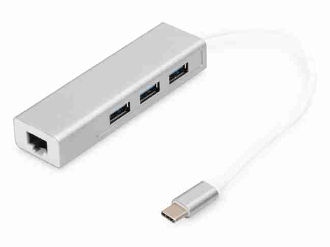 Мультипортовий адаптер Digitus USB Type-C 3-Port Hub + Gigabit Ethernet (DA-70255)
