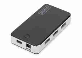 Мультипортовый адаптер Digitus Hub 4-port USB 2.0 HighSpeed, Power Supply, Black-Silver (DA-70222)