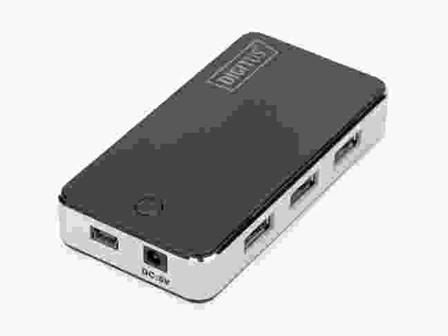 Мультипортовий адаптер Digitus Hub 4-port USB 2.0 HighSpeed, Power Supply, Black-Silver (DA-70222)