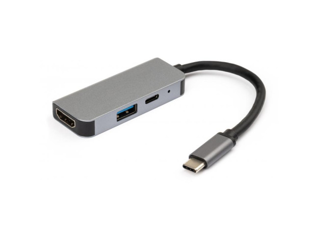 Док-станция для ноутбука Vinga Type-C to 4K HDMI+USB3.0+PD Aluminium (VCPHTC3AL)