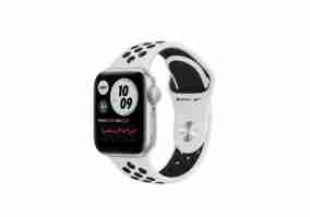 Cмарт-годинник Apple Watch Nike SE GPS 44mm Silver Alum Case w. Pure Plat./Black Nike S. Band (MKQ73)
