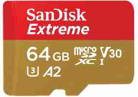 Карта памяти SanDisk 64 GB microSDXC UHS-I U3 V30 A2 Extreme (SDSQXAH-064G-GN6MN)