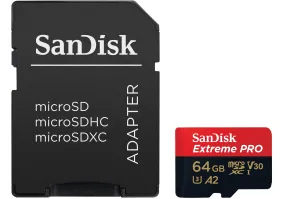 Карта пам'яті SanDisk 64 GB microSDXC UHS-I U3 Extreme Pro + SD Adapter SDSQXCU-064G-GN6MA