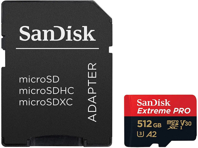 Карта памяти SanDisk 512 GB microSDXC UHS-I U3 Extreme Pro + SD Adapter SDSQXCD-512G-GN6MA