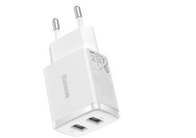 Сетевое зарядное устройство BASEUS Compact 2xUSB 10.5W 2.1A White (CCXJ010202)