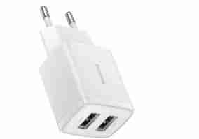 Мережевий зарядний пристрій BASEUS Compact 2xUSB 10.5W 2.1A White (CCXJ010202)