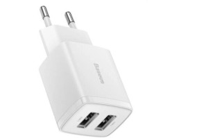 Сетевое зарядное устройство BASEUS Compact 2xUSB 10.5W 2.1A White (CCXJ010202)