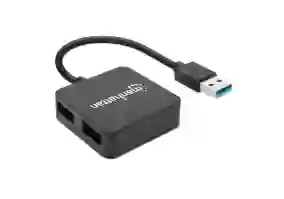 Мультипортовый адаптер MANHATTAN Super Hi-Speed 4-port USB3.0, Black (162296)