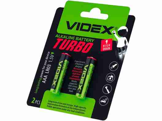 Батарейка Videx AAА bat Alkaline 2шт Turbo (24239)