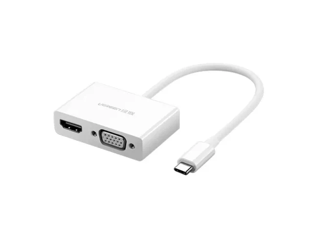 Мультипортовый адаптер UGREEN MM123 USB Type-C to HDMI VGA White (30843)