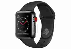 Смарт-годинник Apple Watch Series 3 GPS + Cellular 38mm Space Black Stainless Steel w. Black Sport B. (MQJW2)