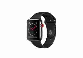 Cмарт-годинник Apple Watch Series 3 GPS + Cellular 42mm Space Black Stainless Steel w. Black Sport B. (MQK92)