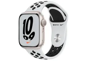 Смарт-часы Apple Watch Nike Series 7 GPS 41mm Starlight Aluminum Case w. Pure Platinum/Black Nike Sport Band (MKN33)