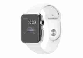 Cмарт-годинник Apple Watch 42mm Stainless Steel Case with White Sport Band (MJ3V2)