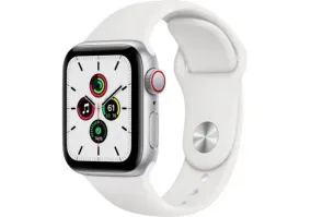 Смарт-годинник Apple Watch SE GPS + Cellular 44mm Silver Aluminum Case with White Sport B. (MYEM2)