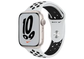 Смарт-часы Apple Watch Nike Series 7 GPS 45mm Starlight Aluminum Case w. Pure Platinum/Black Nike Sport Band (MKNA3)