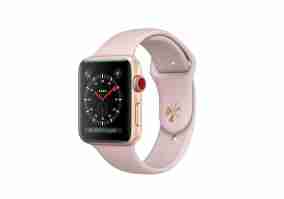 Cмарт-годинник Apple Watch Series 3 GPS + Cellular 38mm Gold Aluminum Case with Pink Sand Sport Band (MQJQ2)