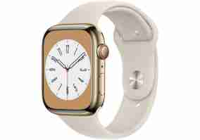 Смарт-часы Apple Watch Series 8 GPS + Cellular 45mm Gold S. Steel Case w. Starlight S. Band (MNKM3)