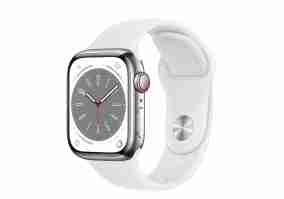 Смарт-часы Apple Watch Series 8 GPS + Cellular 41mm Silver S. Steel Case w. White S. Band (MNJ53)