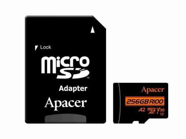 Карта пам'яті Apacer 256 GB microSDXC UHS-I U3 V30 A2 + SD-adapter (AP256GMCSX10U8-R)