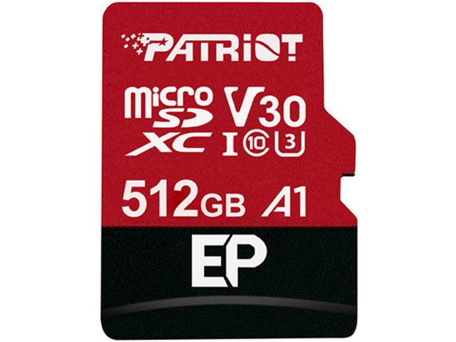 Карта пам'яті Patriot 512 GB microSDXC UHS-I U3 V30 A1 EP + SD adapter PEF512GEP31MCX