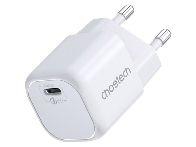 Сетевое зарядное устройство Choetech PD5007 30W USB-C PD GaN Wall Charger White