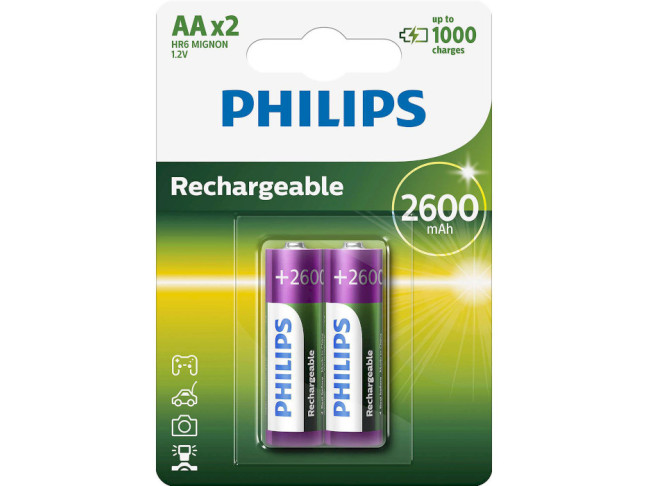 Аккумулятор Philips MultiLife AA 2600mAh 2шт/уп (R6/AA MULTILIFE 2600/B2)