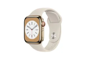 Смарт-часы Apple Watch Series 8 GPS + Cellular 41mm Gold S. Steel Case w. Starlight S. Band (MNJC3)