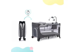 Кровать-манеж с пеленатором KinderKraft Leody Grey (KCLEOD00GRY00AC)