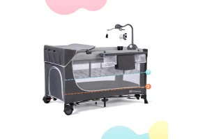 Кровать-манеж с пеленатором KinderKraft Leody Grey (KCLEOD00GRY00AC)