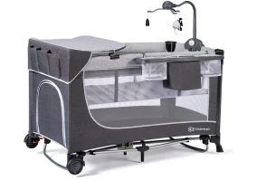 Кровать-манеж с пеленатором KinderKraft Leody Grey (KCLEOD00GRY00AC)