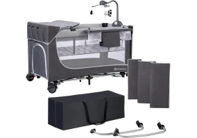 Кровать-манеж с пеленатором KinderKraft Leody Grey (KCLEOD00GRY00AC)