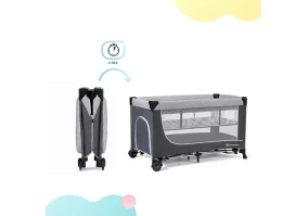 Кровать-манеж KinderKraft Leody Grey (KCLEOD00GRY0000)