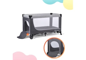 Кровать-манеж KinderKraft Leody Grey (KCLEOD00GRY0000)