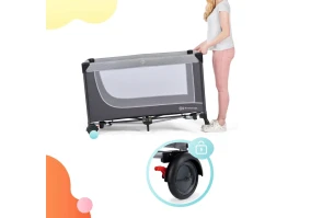 Кровать-манеж KinderKraft Leody Grey (KCLEOD00GRY0000)