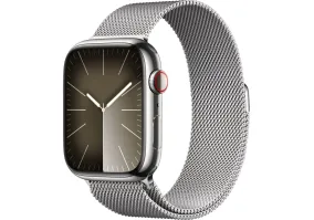 Смарт-годинник Apple Watch Series 9 GPS + Cellular 45mm Silver S. Steel Case w. Silver Milanese Loop (MRMQ3)