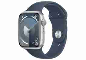 Смарт-годинник Apple Watch Series 9 GPS 45mm Silver Aluminum Case w. Storm Blue Sport Band - S/M (MR9D3)