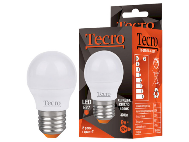 Світлодіодна лампочка Tecro TL-G45-6W-4K-E27